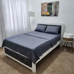 HOGARETO - Juego De Sábanas Color Gris Cama Sencillo 100X190Cm