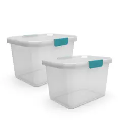 JUST HOME COLLECTION - Set X2 Cajas Plasticas Organizadoras Con Tapa 20lt 41.7X26.2X29.7 cm Transparentes