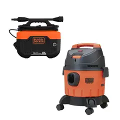BLACK+DECKER - Hidrolavadora Horizontal 1300W 1600PSI + Aspiradora para Polvo y Líquido 1200W