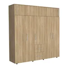 JUST HOME COLLECTION - Closet Bigaf 6 Puertas 3 Cajones 200x204x50,3 cm Madera Natural