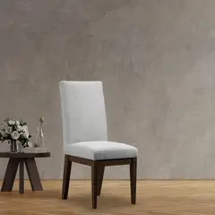 ELITE LIVING - Setx2 Silla de Comedor Oxford Natural Oscuro Tela Plata