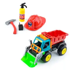 ENERGY PLUS - Juego Doble Niños: Set de Bomberos+ Volqueta Retroexcavadora