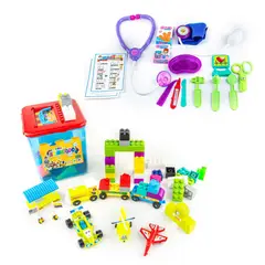 ENERGY PLUS - Kit Juegos: Set Médico Infantil + Bloques Creativos 105 Pzas