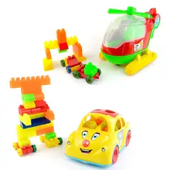 ENERGY PLUS - Kit Juguetes Creativos: Helicóptero +carro Didáctico 32 Pzas