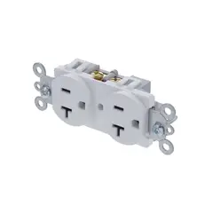 HALUX - Tomacorriente Doble 20A-125V T. Americano Blanco C/Placa