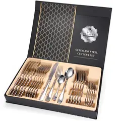 SUBE - Juego de Cubiertos Set de 24 Piezas Acero Inoxidable Plateado