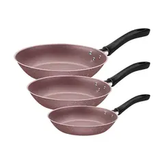 TRAMONTINA - Juego de Sartenes Linz en Aluminio con Antiadherente 3 Piezas Rosa