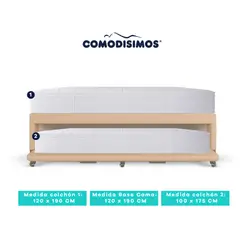 COMODISIMOS - Colchón Access Sol Celia 120x190 + Base Cama Duplex Habana Café avellana Pmw 120x190 + Colchón Access Sol Celia 100x175