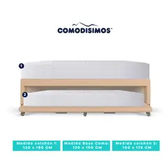 COMODISIMOS - Colchón Access Sol Celia 120x190 + Base Cama Duplex Habana Café avellana Pmw 120x190 + Colchón Res Access Celia 100x175