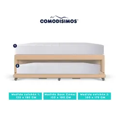 COMODISIMOS - Colchón Res Access Celia 120x190 + Base Cama Duplex Habana Café avellana Pmw 120x190 + Colchón Res Access Celia 100x175