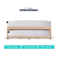 COMODISIMOS - Colchón Access Sol Celia 100x190 + Base Cama Duplex Habana Café avellana Pmw 100x190 + Colchón Access Sol Celia 80x175