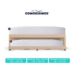 COMODISIMOS - Colchón Access Sol Celia 100x190+ Base Cama Duplex Habana Café avellana Pmw 100x190 + Colchón Res Access Celia 80x175