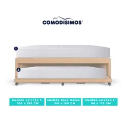 COMODISIMOS - Colchón Res Access Celia 100x190 + Base Cama Duplex Habana Café avellana Pmw 100x190 + Colchón Res Access Celia 80x175