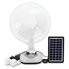 52 BITS - Ventilador Recargable Panel Solar Dos Bombillos Gd-8019