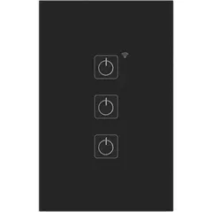 HALUX - Interruptor Triple Smart Wi-Fi Negro