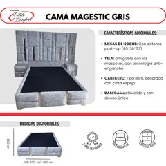 ESTILO Y CONFORT - Cama Magestic Gris 100X190