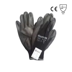 SUPERIOR - Guante Nylon Negro Con Capa Poliuretano Negro 8" Set X 36
