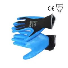 SUPERIOR - Guante Nylon Negro Con Capa Nitrilo Azul 10" Set X 24