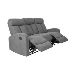 MUEBLES FIOTTI - Sofá Reclinable 3 puestos Gris Trudy 195x100x98
