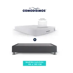 COMODISIMOS - Colchón Access Sol celia 90x190 + 1 Base Cama 90x190 Gris Plomo + 4 Patas Acero 14 Cms + 1 Almohada