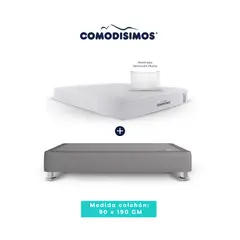 COMODISIMOS - Colchón Access Sol celia 90x190 + 1 Base Cama 90x190 Gris Claro + 4 Patas Acero 14 Cms + 1 Almohada