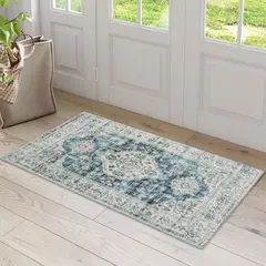 LAHOME - Alfombra Oriental Vintage Color Azul de 0.61x1.22 m
