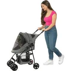 PET GEAR - Coche Para Mascotas 66x43x93cm Mediano Gris