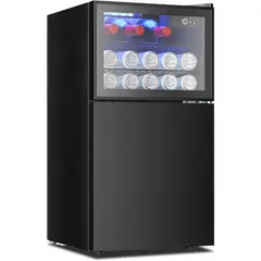 EUHOMY - Mini Refrigerador Compacto con Congelador y Enfriador de Vino