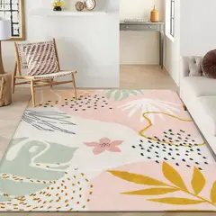 LAHOME - Alfombra Estilo Botánico Color Rosado de 1.82x2.74 m