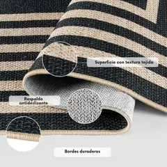 LAHOME - Alfombra Moderna Geométrica de Yute Color Negro de 1.52x2.13 m