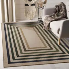 LAHOME - Alfombra Moderna Geométrica de Yute Lavable de 1.52x2.13 m