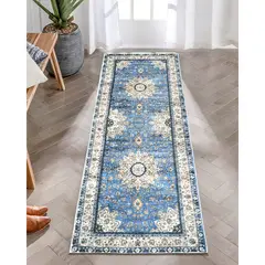 LAHOME - Alfombra Oriental con Medallón Floral de 0.61x1.83 m