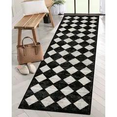 LAHOME - Alfombra Marroquí para Pasillo Color Negro de 0.61x2.44 m
