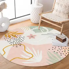 undefined - Alfombra Redonda Color Rosado Lavable de 0.91 m de Diametro Lahome