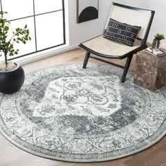 LAHOME - Alfombra Redonda Bohemia Color Gris Claro de 0.0.91 m de Diametro