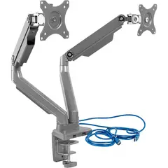 MOUNT IT - Soporte de Escritorio para Doble Monitor Con Puerto Usb