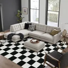 LAHOME - Alfombra a Cuadros Color Negro y Blanco de 2.43x3.04 m