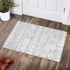 LAHOME - Alfombra Marroquí Color Gris y Blanco de 0.61x0.91 m
