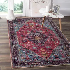 LAHOME - Alfombra Oriental Color Rosa Encendido Multicolor de 0.91x1.52 m