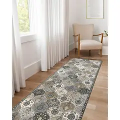 LAHOME - Alfombra Marroquí Color Gris Multicolor de 0.62x183 m