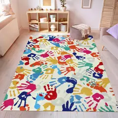STARUIA - Alfombra para Niños con Estampado de Manos Multicolor de 2.44x3.05 m Lahome