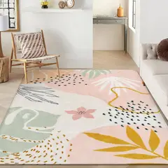 LAHOME - Alfombra Estilo Botánico Color Rosa de 2.43x3.04 m