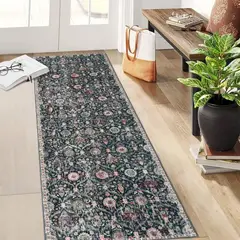 undefined - Alfombra de Pasillo Marronquí Tejida Color Negro de 0.76x2.44 m Lahome