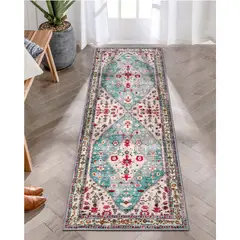undefined - Alfombra de Pasillo Tribal Bohemia Color Aguamarina de 0.61x1.83 m Lahome