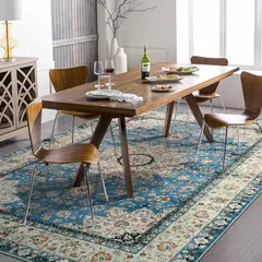 undefined - Alfombra Oriental con Medallón Floral Color Azul de 1.83x2.74 m Lahome