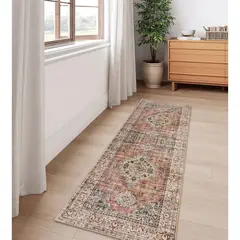 LAHOME - Alfombra Oriental para Pasillo Color Terracotta de 61x1.52 m