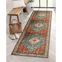 LAHOME - Alfombra Tribal Bohemio para Pasillo Lavable de 0.61x2.13 m