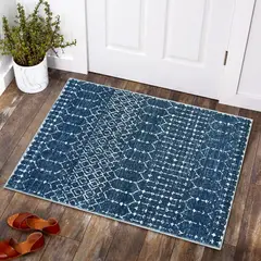 LAHOME - Alfombra Marroquíes Color Azul Lavable de 0.61x0.91 m
