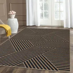 LAHOME - Alfombra Moderna de Yute Color Negro Lavable de 1.52x2.13 m