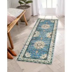 LAHOME - Alfombra Oriental Color Medallón de Flores Lavable de 61x1.52 m